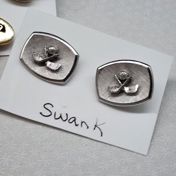Vintage Swank Golf Themed Mens Accessories Set W/ Cufflinks Tie Bar & Lapel Pin - Picture 3 of 6